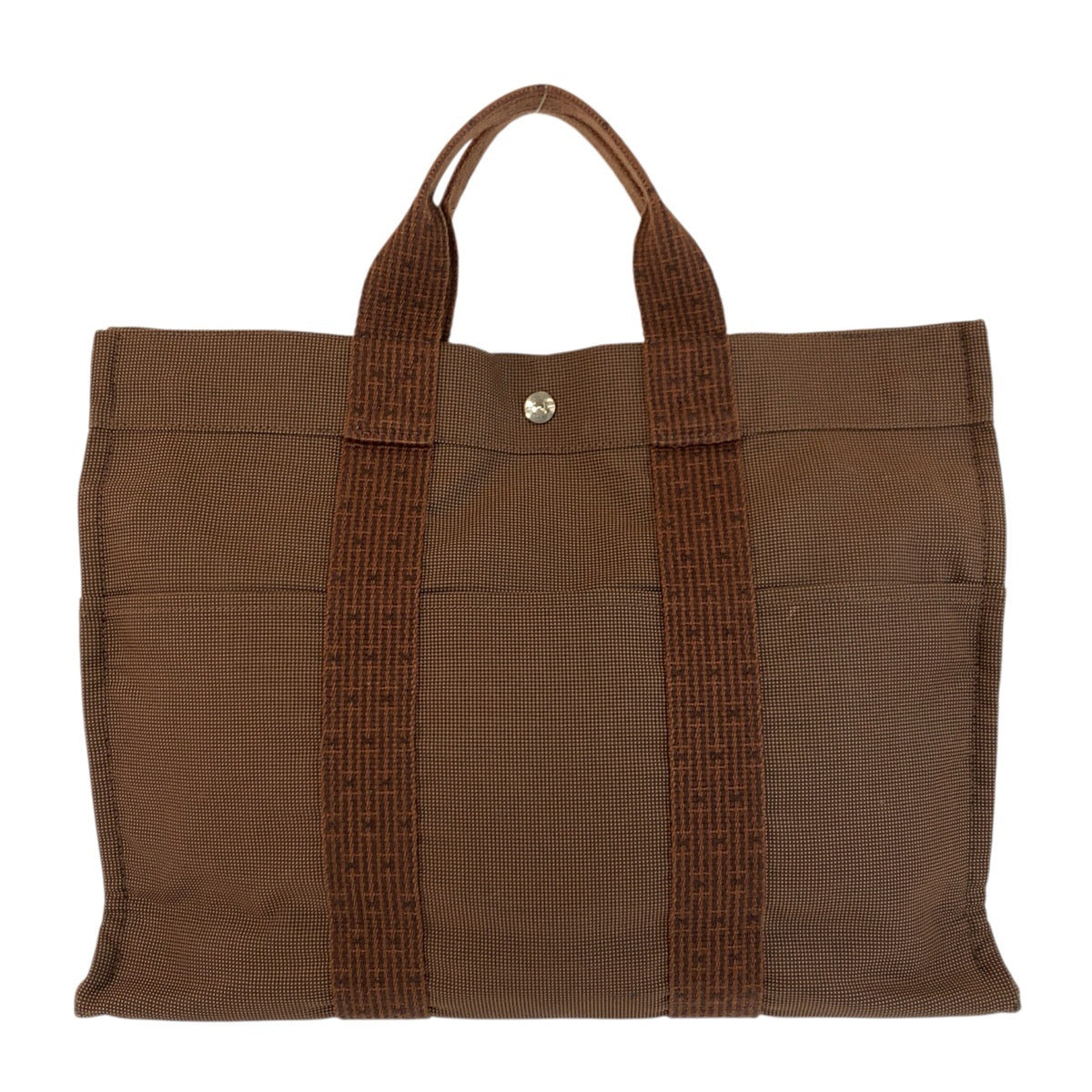 24034
HERMES エルメス エールライン ブラウン シルバー金具 ポリアミド トートバッグ ハンドバッグ レディース AB21