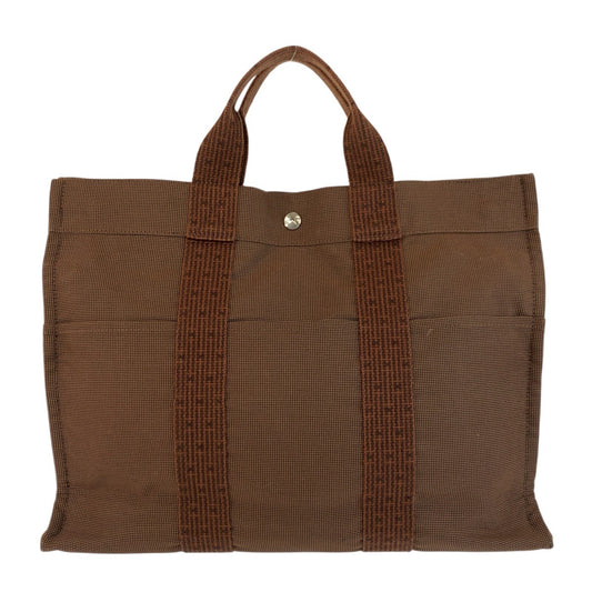 24034
HERMES エルメス エールライン ブラウン シルバー金具 ポリアミド トートバッグ ハンドバッグ レディース AB21