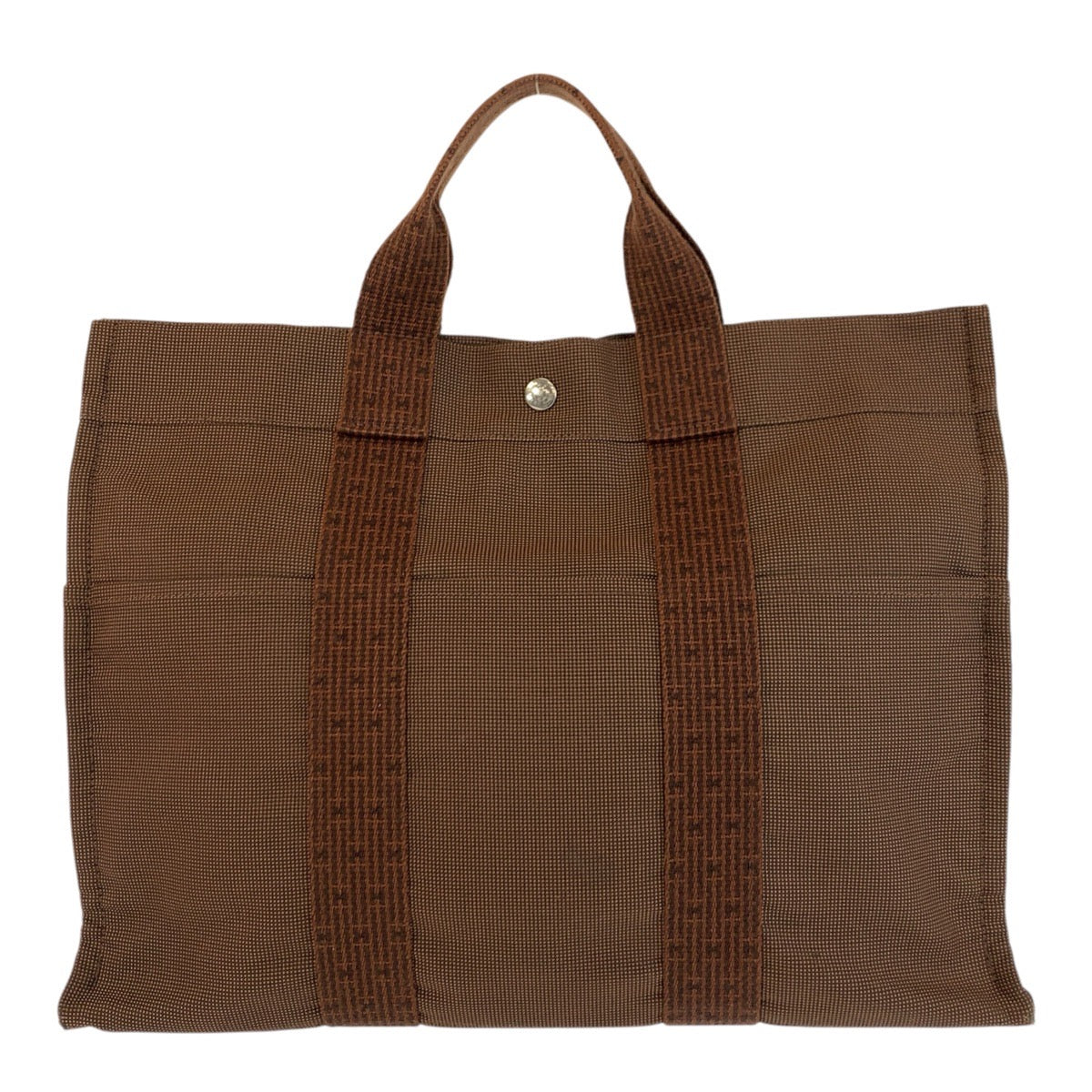 24034
HERMES エルメス エールライン ブラウン シルバー金具 ポリアミド トートバッグ ハンドバッグ レディース AB21