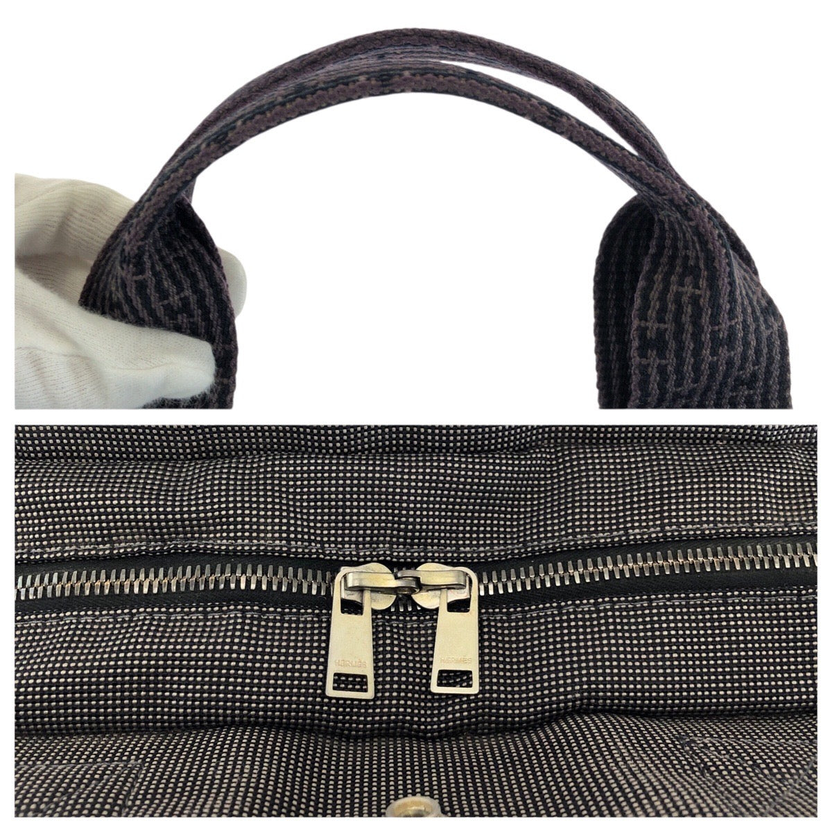 24036
HERMES エルメス エールライン MM グレー シルバー金具 ポリアミド / ポリエステル トートバッグ ハンドバッグ レディース ABP21