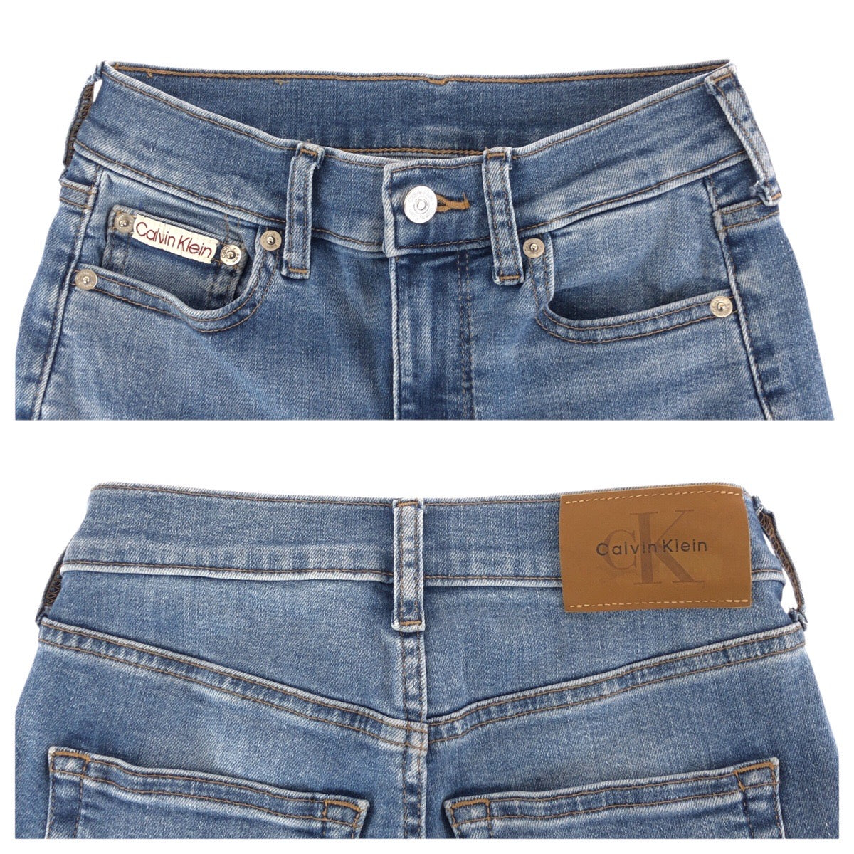 24049
Calvin Klein カルバンクライン High Rise Flare サイズ24 ライトブルー シルバー金具 コットン / ポリエステル 47B947G デニムパンツ ボトムス ジーンズ レディース A6