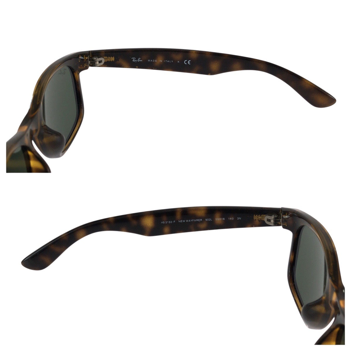24056
Ray-Ban レイバン NEW WAYFARER CLASSIC ブラウン グリーン シルバー金具 プラスチック RB2132-F 902L 55□18 140 3N サングラス メガネ 男女兼用 スクエア レディース ABP12