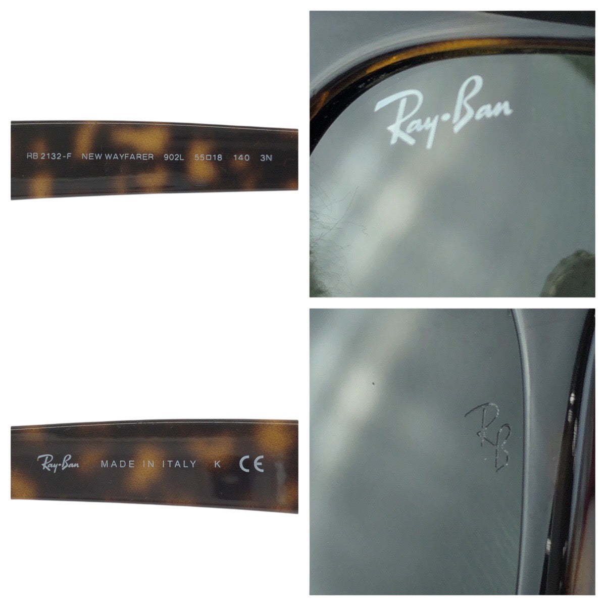24056
Ray-Ban レイバン NEW WAYFARER CLASSIC ブラウン グリーン シルバー金具 プラスチック RB2132-F 902L 55□18 140 3N サングラス メガネ 男女兼用 スクエア レディース ABP12