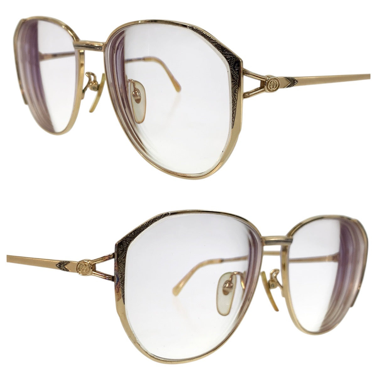24058
GUCCI グッチ ゴールド メッキ GG3302 18KGF1/10 56□16 134 メガネ メガネフレームのみ レディース AB16