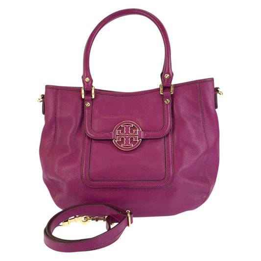 24060
Tory Burch トリーバーチ パープル ゴールド金具 レザー トートバッグ ショルダーバッグ 2way レディース AB7