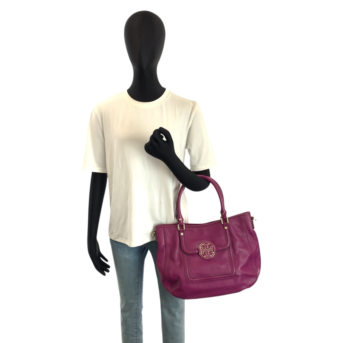 24060
Tory Burch トリーバーチ パープル ゴールド金具 レザー トートバッグ ショルダーバッグ 2way レディース AB7