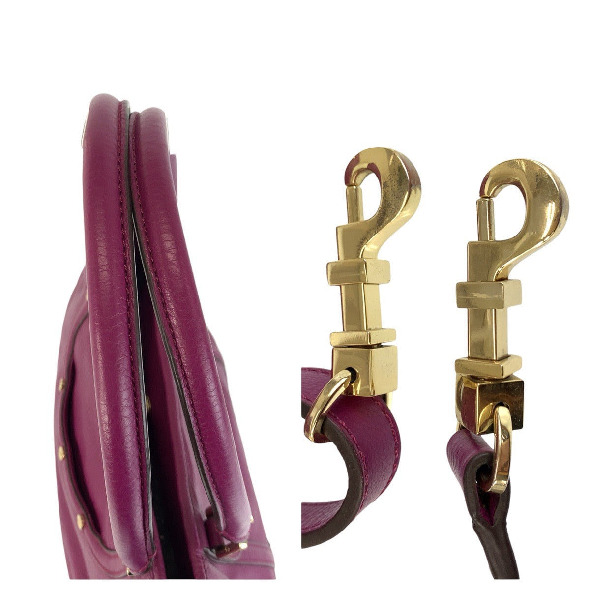 24060
Tory Burch トリーバーチ パープル ゴールド金具 レザー トートバッグ ショルダーバッグ 2way レディース AB7