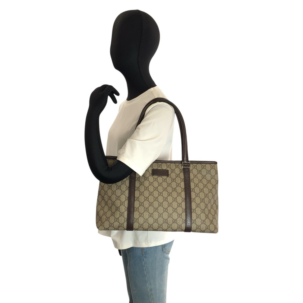 24061
GUCCI グッチ ベージュ ブラウン GGスプリームキャンバス / レザー 114595 トートバッグ ショルダーバッグ レディース AB35