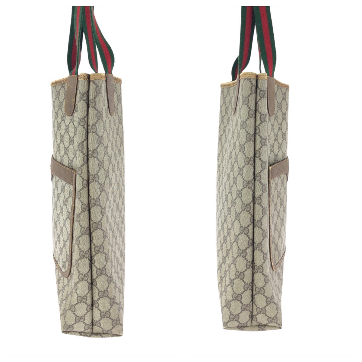 24062
GUCCI グッチ ヴィンテージ シェリーライン ベージュ グレー GGスプリームキャンバス 39 02 003 トートバッグ ショルダーバッグ レディース AB24