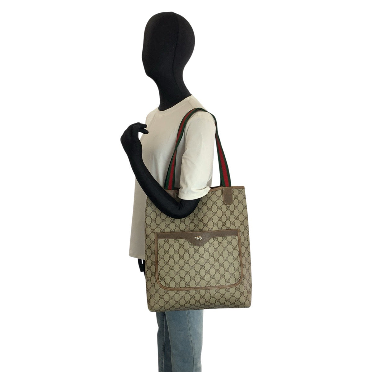 24064
GUCCI グッチ ヴィンテージ シェリーライン ベージュ ブラウン GGスプリームキャンバス 39 02 003 トートバッグ ショルダーバッグ レディース ABP28