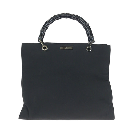 24066
GUCCI グッチ バンブー ブラック 黒 シルバー金具 ナイロン 002 1010 ハンドバッグ トートバッグ レディース ABP28