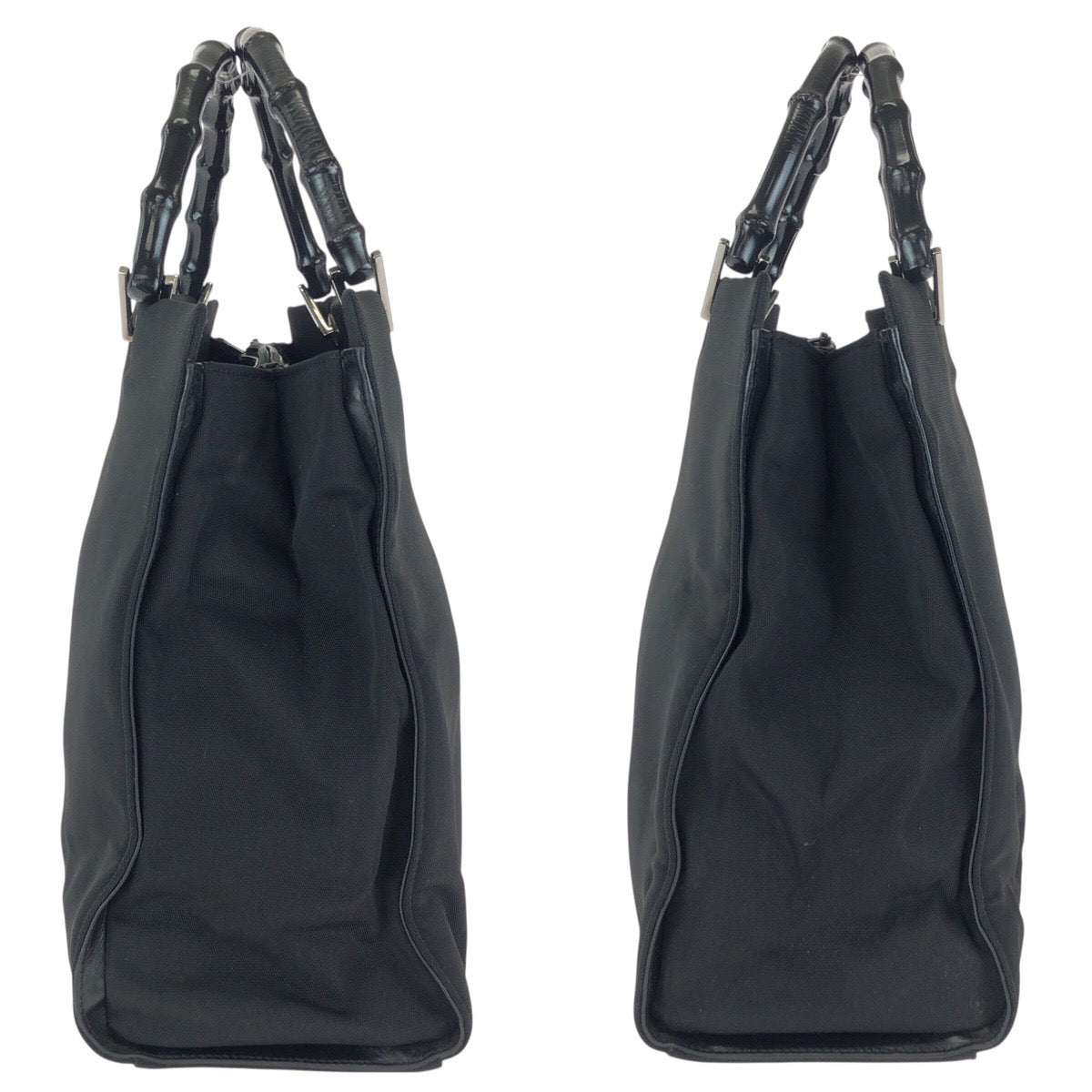 24066
GUCCI グッチ バンブー ブラック 黒 シルバー金具 ナイロン 002 1010 ハンドバッグ トートバッグ レディース ABP28