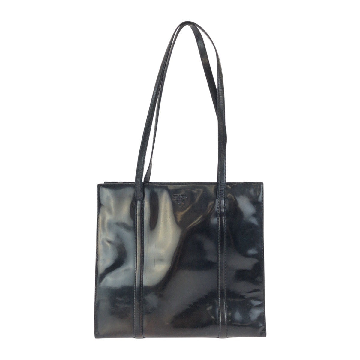 24067
PRADA プラダ ブラック 黒 シルバー金具 パテントレザー ショルダーバッグ トートバッグ レディース AB36