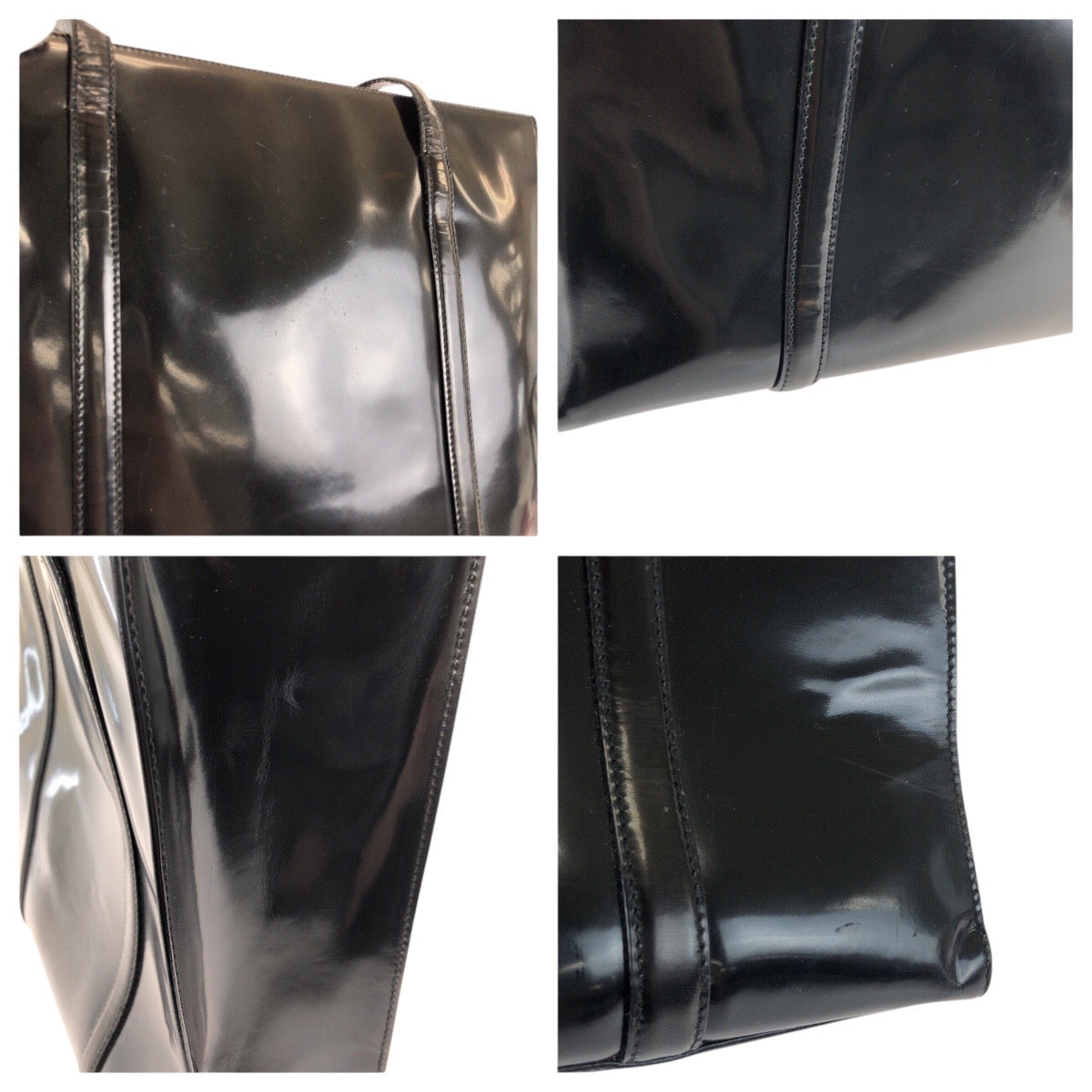 24067
PRADA プラダ ブラック 黒 シルバー金具 パテントレザー ショルダーバッグ トートバッグ レディース AB36
