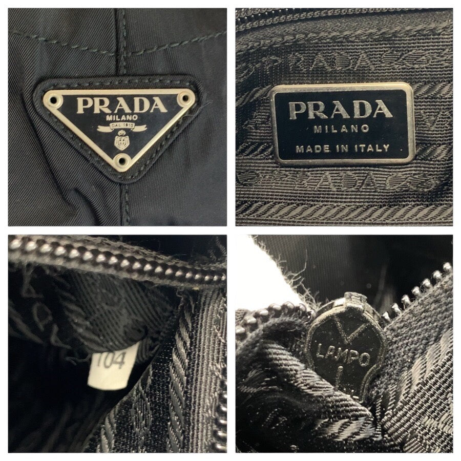 24069
PRADA プラダ テスート 三角ロゴプレート ブラック 黒 ナイロン / プラスチック ショルダーバッグ レディース AB28