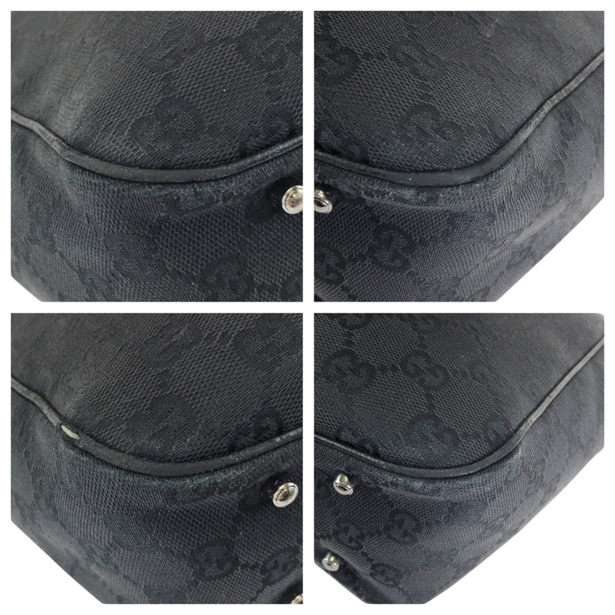 24070
GUCCI グッチ ブラック 黒 シルバー金具 GGキャンバス / レザー 113019 トートバッグ ショルダーバッグ レディース AB28