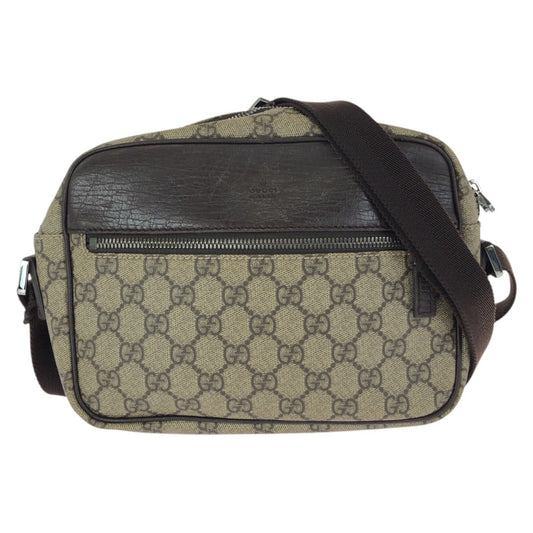 24071
GUCCI グッチ ベージュ ブラウン シルバー金具 GGスプリームキャンバス / レザー 1141291 ショルダーバッグ メッセンジャーバッグ レディース AB35