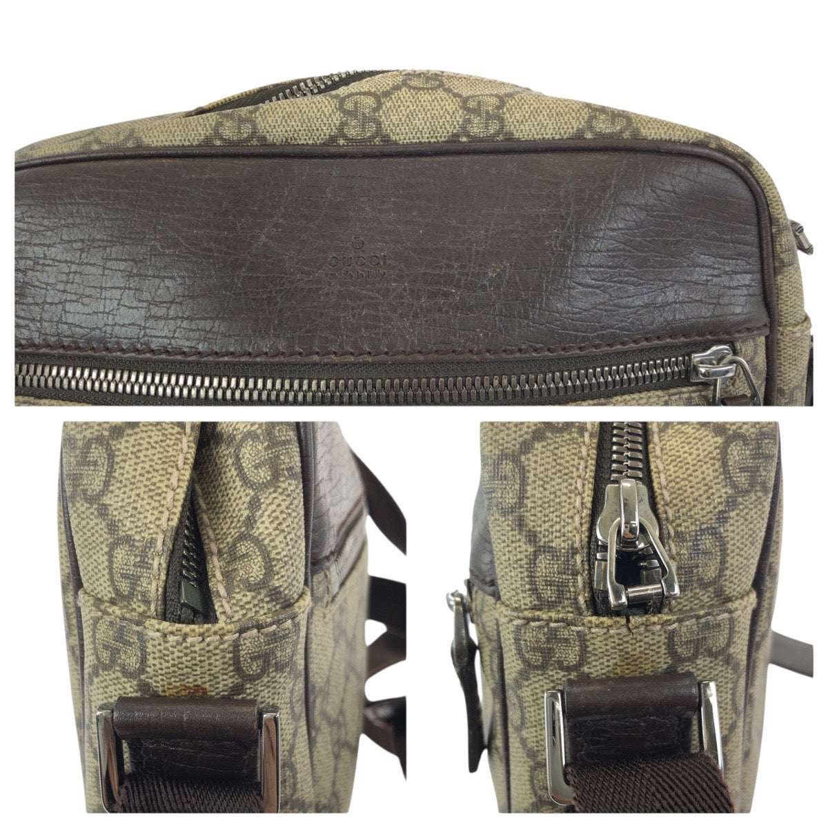 24071
GUCCI グッチ ベージュ ブラウン シルバー金具 GGスプリームキャンバス / レザー 1141291 ショルダーバッグ メッセンジャーバッグ レディース AB35