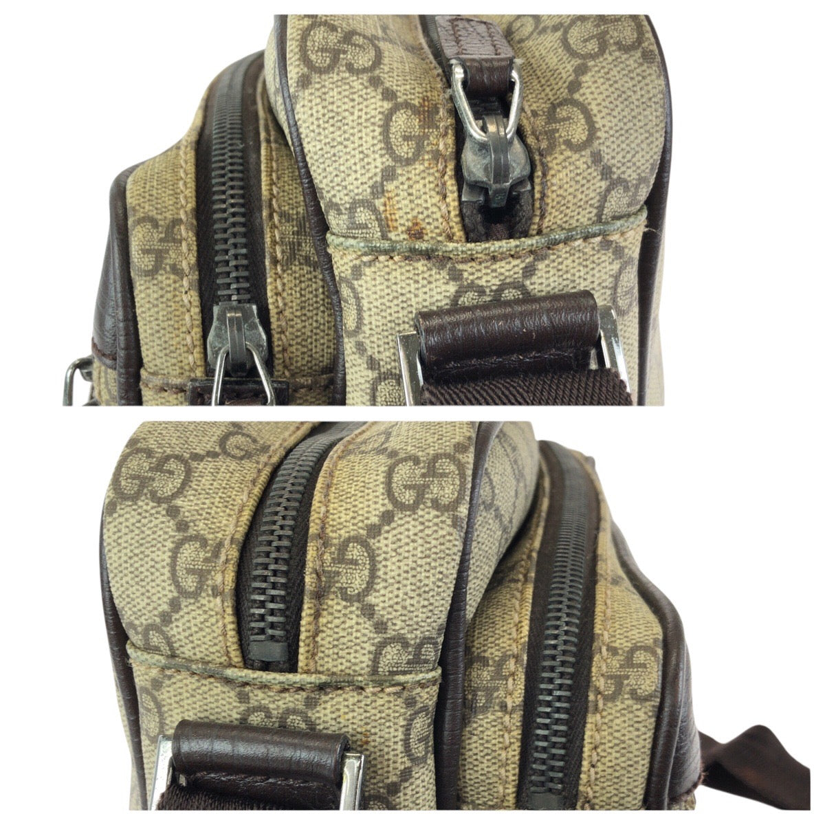 24073
GUCCI グッチ ベージュ ダークブラウン シルバー金具 GGスプリームキャンバス / レザー 114531 ショルダーバッグ メッセンジャーバッグ レディース ABP36
