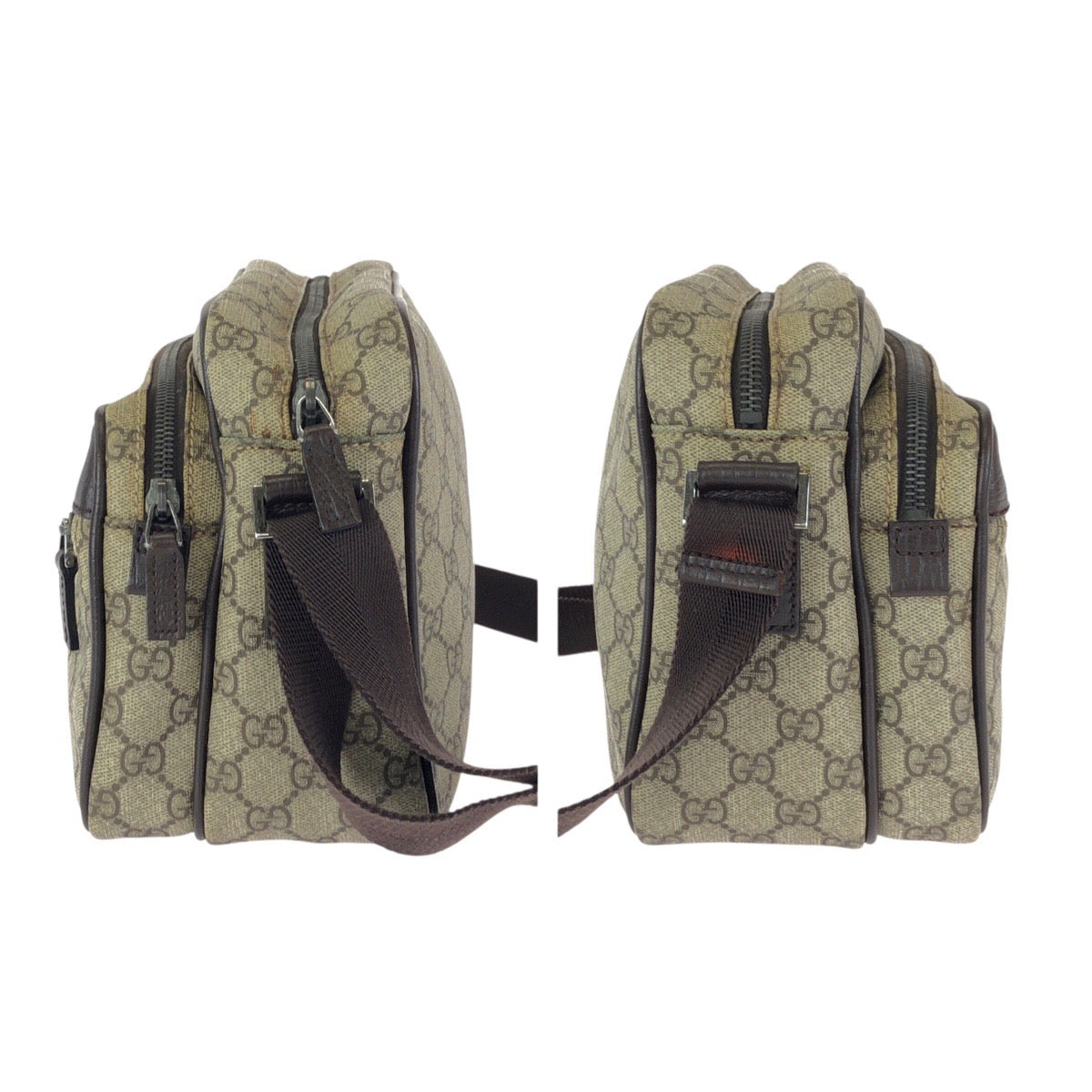 24073
GUCCI グッチ ベージュ ダークブラウン シルバー金具 GGスプリームキャンバス / レザー 114531 ショルダーバッグ メッセンジャーバッグ レディース ABP36