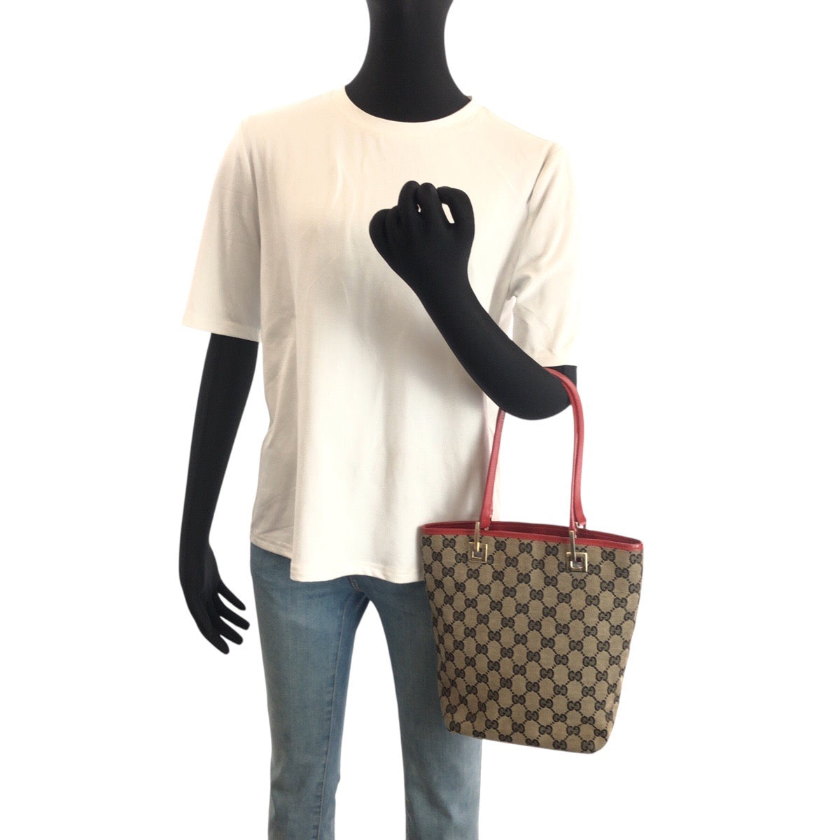 24074
GUCCI グッチ ネイビー レッド ゴールド金具 GGキャンバス 002 1099 トートバッグ ハンドバッグ レディース ABP35