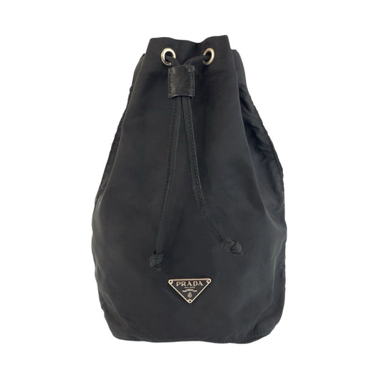 24077
PRADA プラダ テスート 三角ロゴプレート ブラック 黒 シルバー金具 ナイロン / レザー ポーチ 小物入れ レディース ABP21