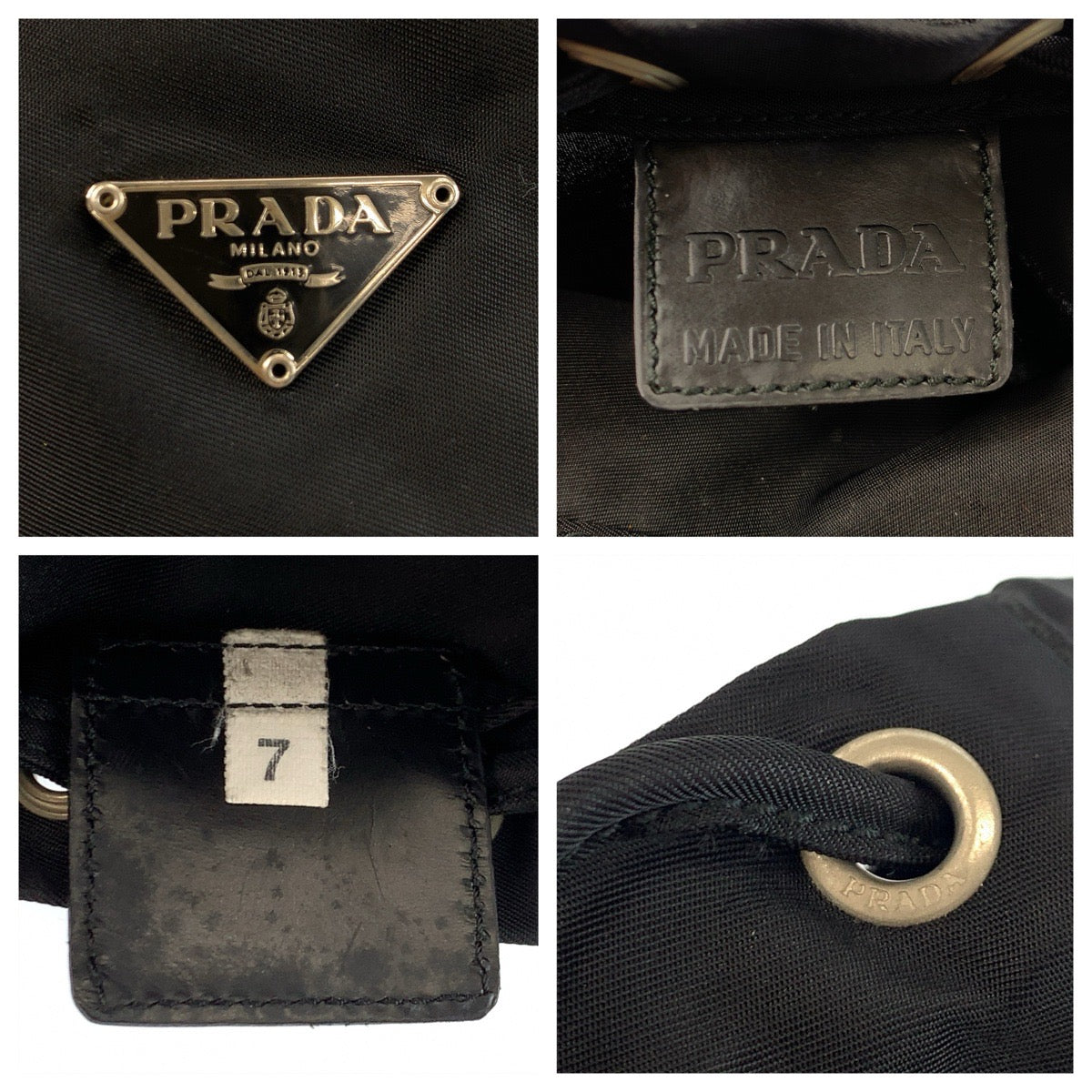 24077
PRADA プラダ テスート 三角ロゴプレート ブラック 黒 シルバー金具 ナイロン / レザー ポーチ 小物入れ レディース ABP21