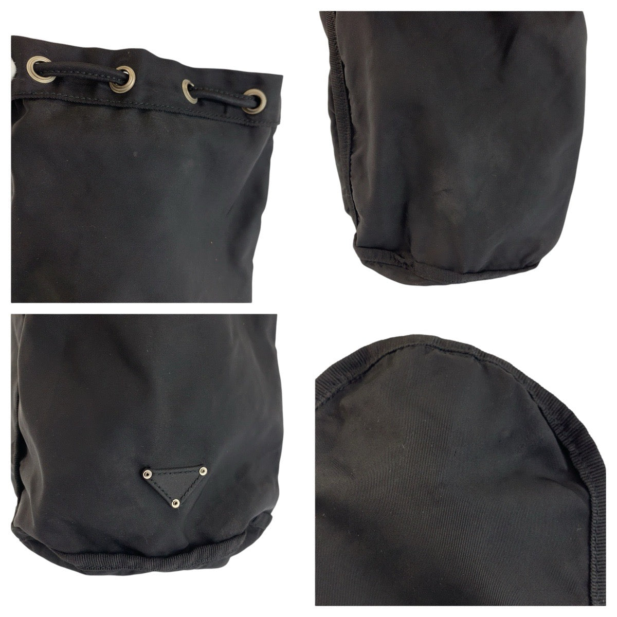 24077
PRADA プラダ テスート 三角ロゴプレート ブラック 黒 シルバー金具 ナイロン / レザー ポーチ 小物入れ レディース ABP21