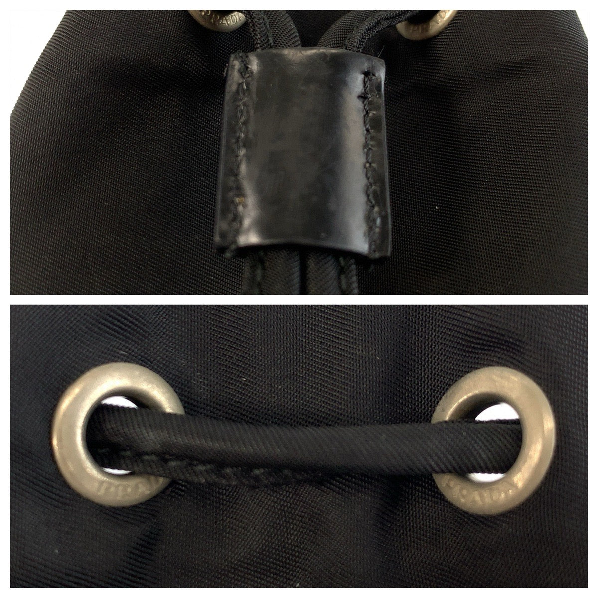 24077
PRADA プラダ テスート 三角ロゴプレート ブラック 黒 シルバー金具 ナイロン / レザー ポーチ 小物入れ レディース ABP21