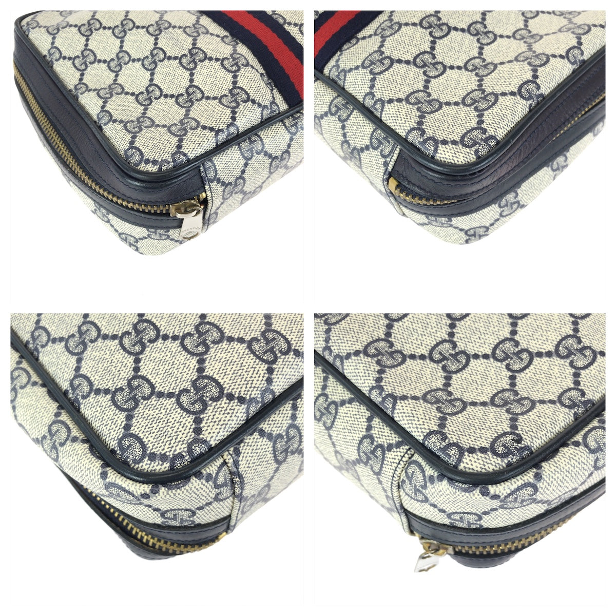 24078
GUCCI グッチ シェリーライン グレー ブラック ゴールド金具 GGスプリームキャンバス / レザー 38 ポーチ 小物入れ レディース ABP21