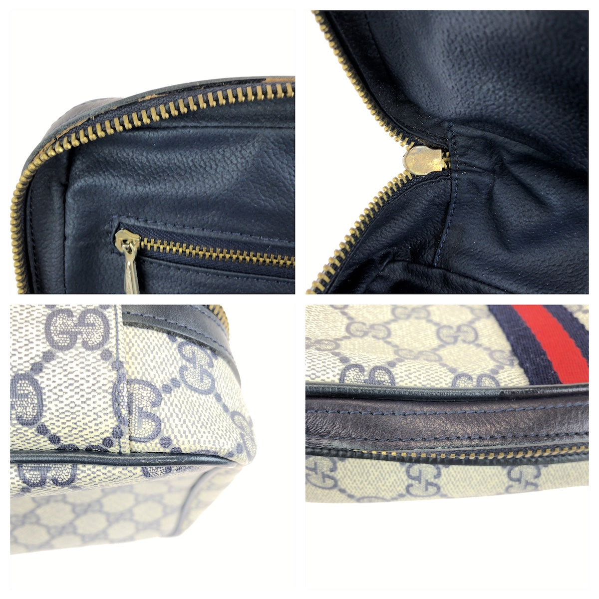 24078
GUCCI グッチ シェリーライン グレー ブラック ゴールド金具 GGスプリームキャンバス / レザー 38 ポーチ 小物入れ レディース ABP21