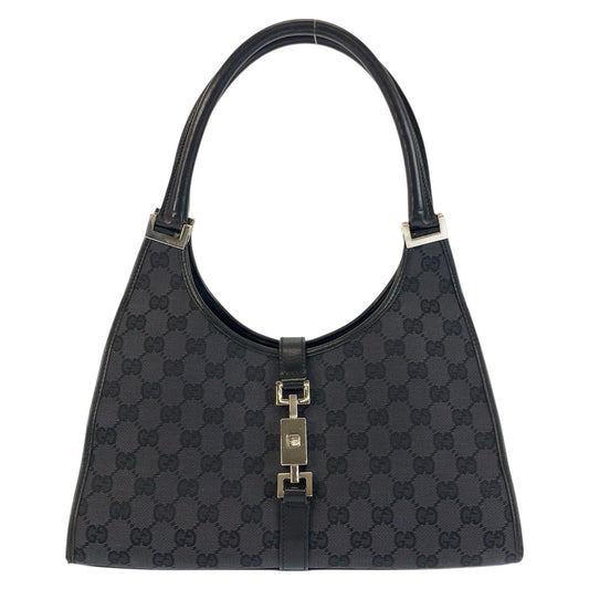 24079
GUCCI グッチ ジャッキー ブラック 黒 シルバー金具 GGキャンバス / レザー 002 1067 ハンドバッグ ショルダーバッグ レディース AB36