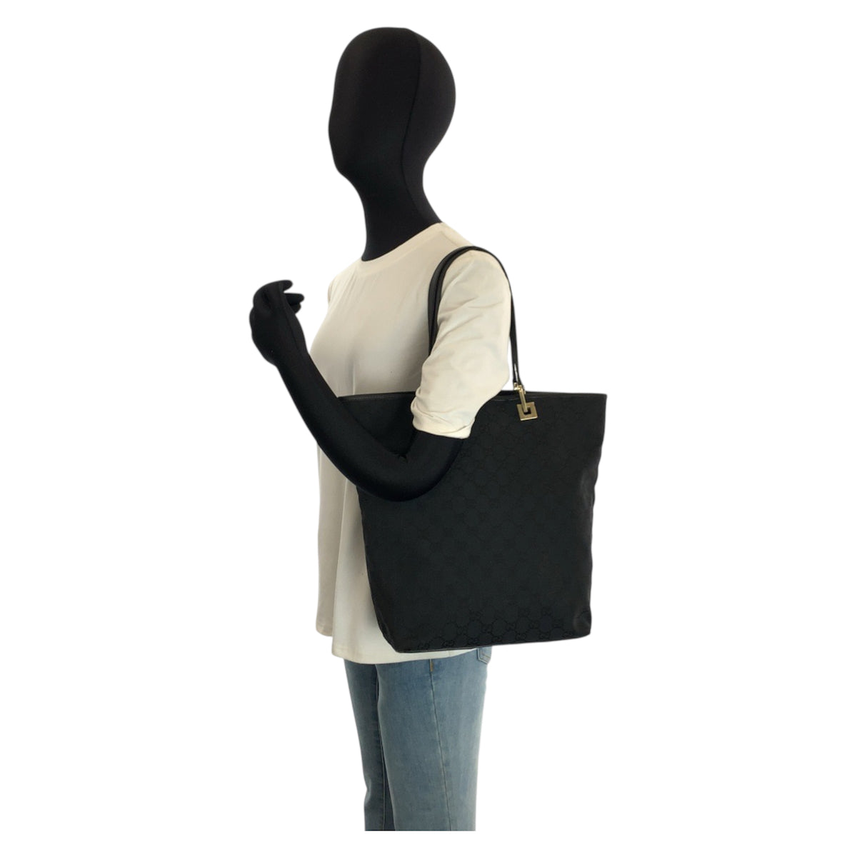 24080
GUCCI グッチ ブラック 黒 ゴールド金具 GGキャンバス / レザー 002 1098 トートバッグ ショルダーバッグ レディース AB30