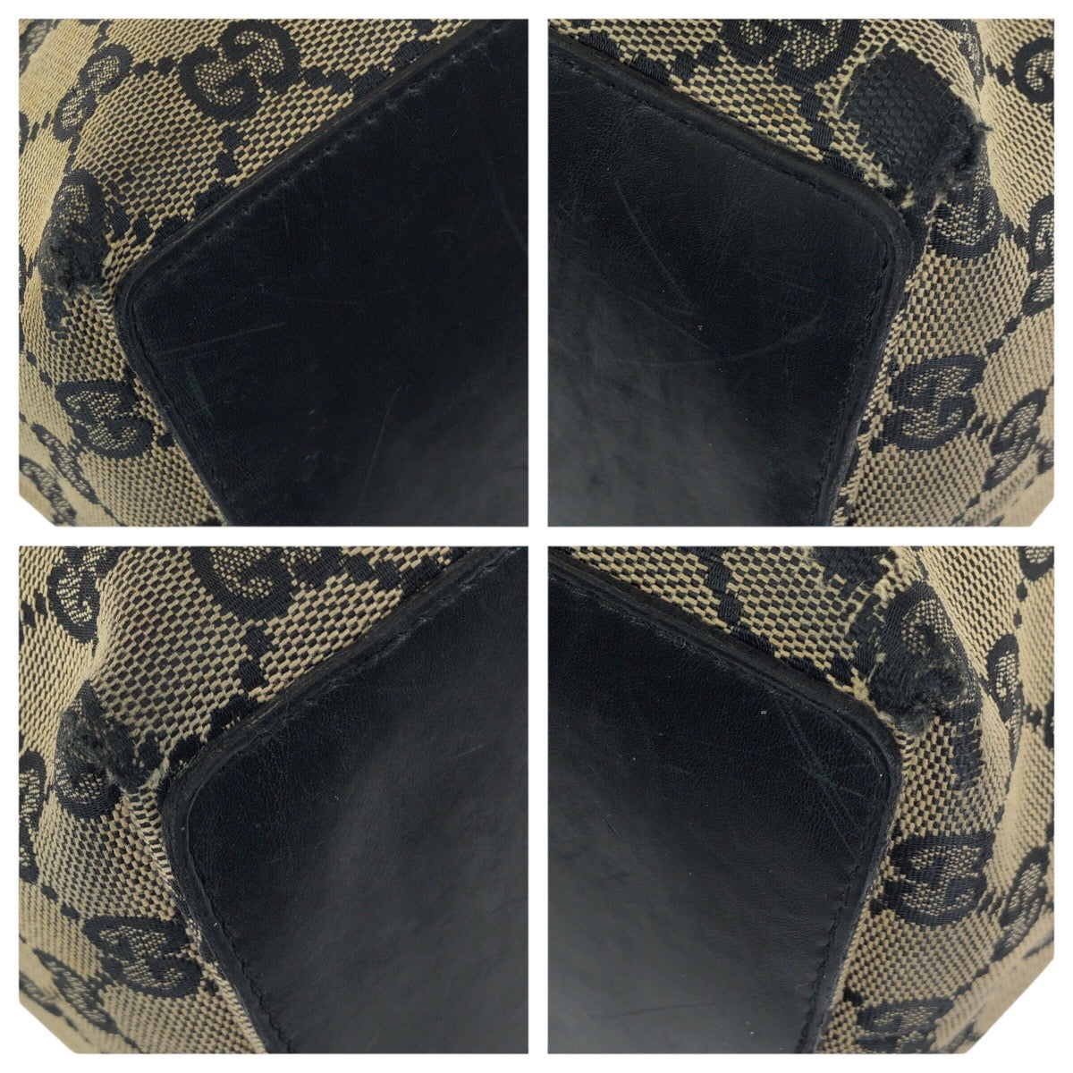 24081
GUCCI グッチ ベージュ ブラック ゴールド金具 GGキャンバス / レザー 002 1098 トートバッグ ショルダーバッグ レディース B21