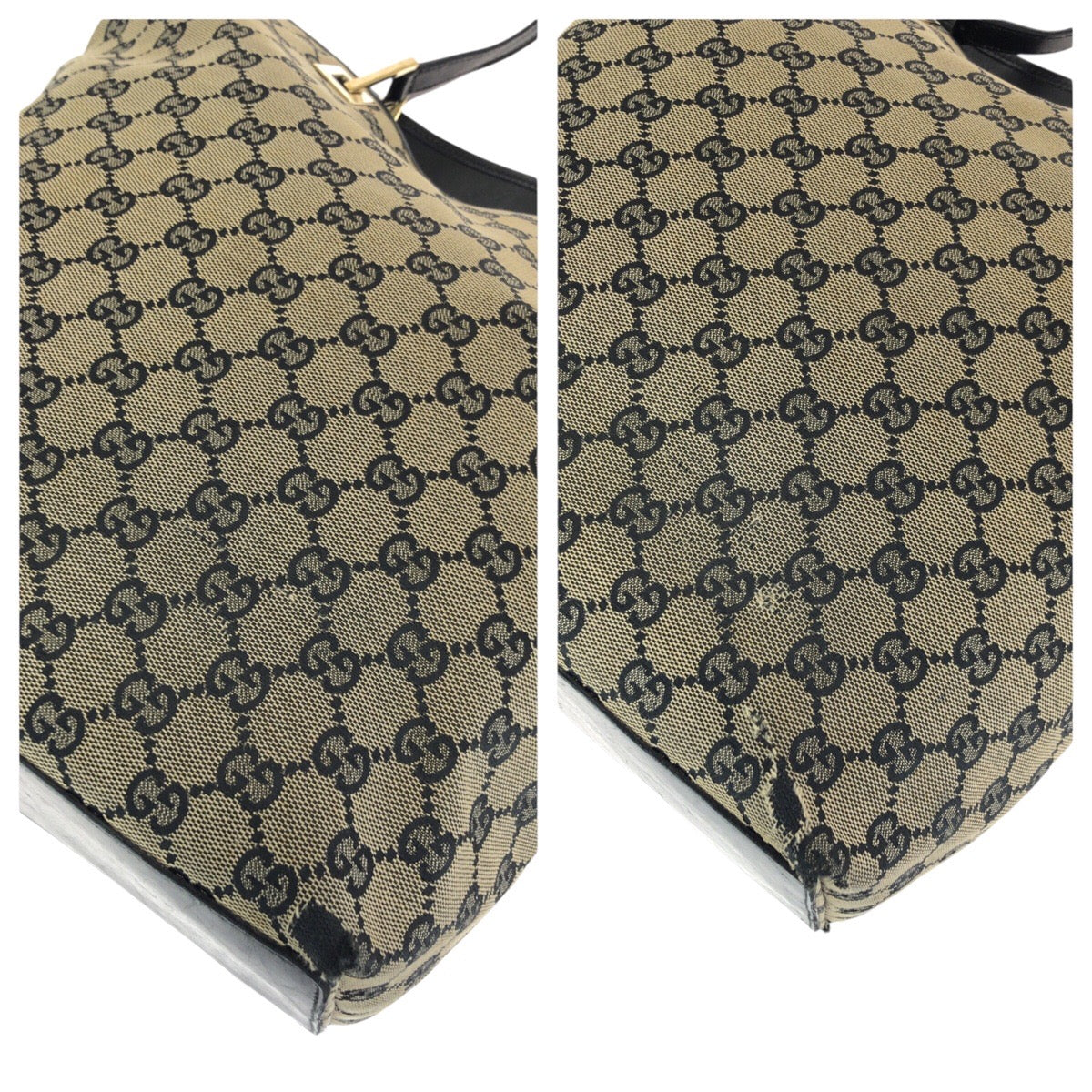 24081
GUCCI グッチ ベージュ ブラック ゴールド金具 GGキャンバス / レザー 002 1098 トートバッグ ショルダーバッグ レディース B21