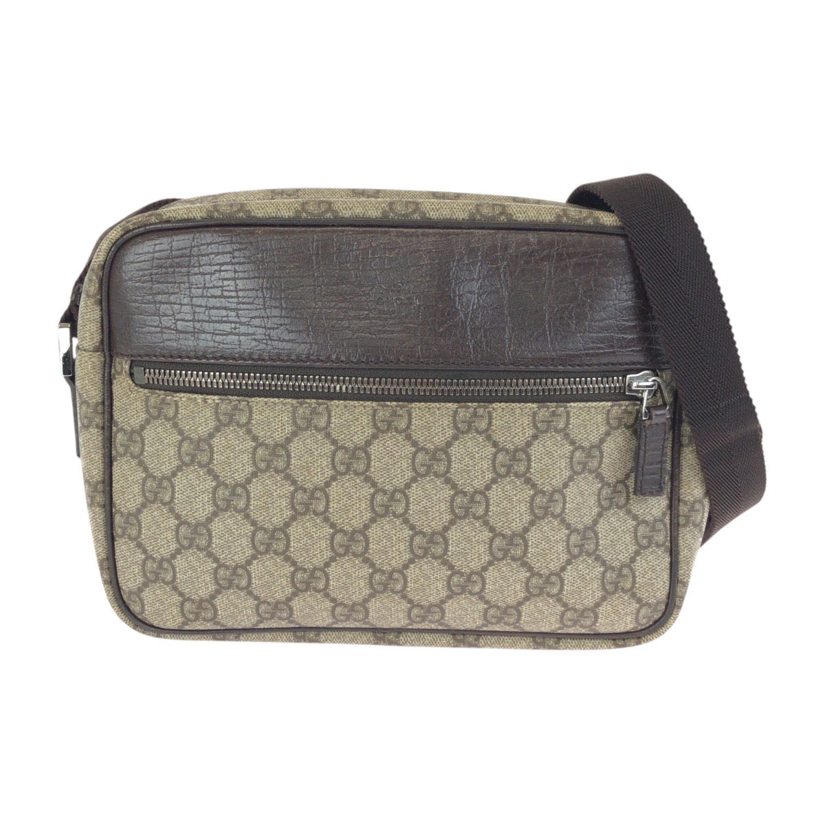 24082
GUCCI グッチ グレー ブラウン シルバー金具 GGスプリームキャンバス / レザー 114291 ショルダーバッグ ポシェット レディース ABP35
