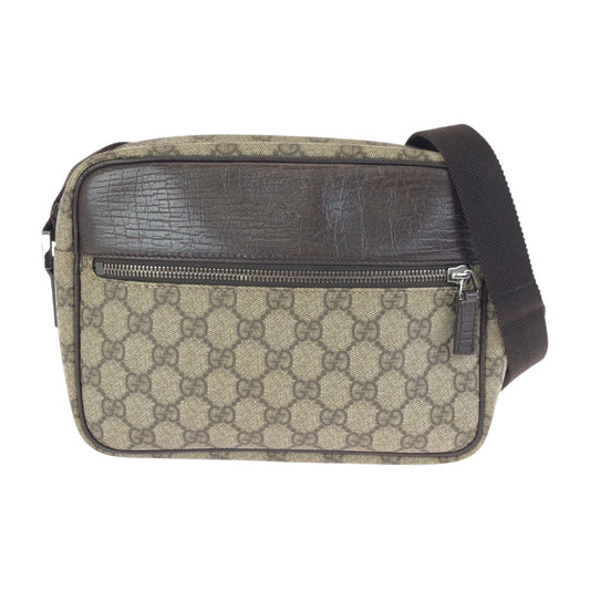 24082
GUCCI グッチ グレー ブラウン シルバー金具 GGスプリームキャンバス / レザー 114291 ショルダーバッグ ポシェット レディース ABP35