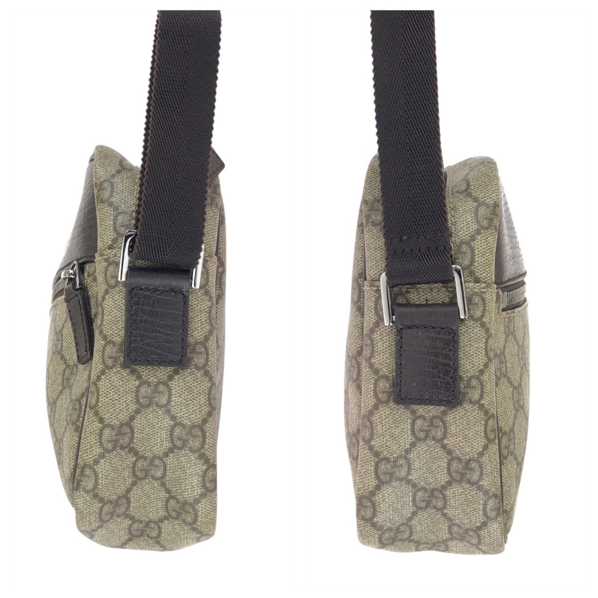 24082
GUCCI グッチ グレー ブラウン シルバー金具 GGスプリームキャンバス / レザー 114291 ショルダーバッグ ポシェット レディース ABP35