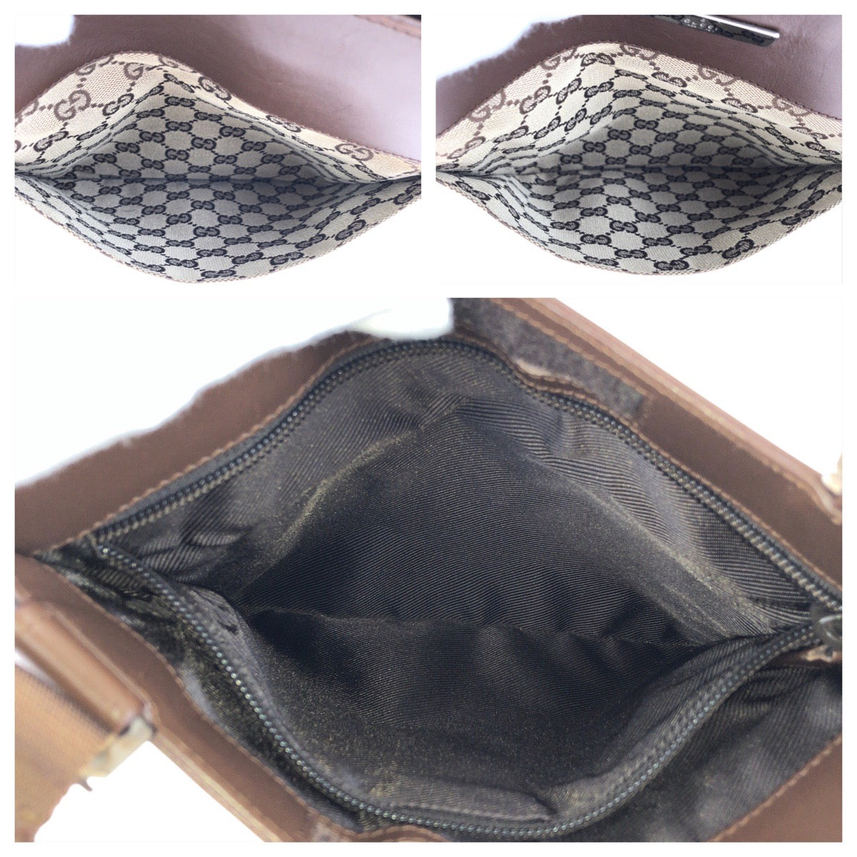 24083
GUCCI グッチ ブラウン ベージュ シルバー金具 GGキャンバス / レザー 019 0348 ショルダーバッグ メッセンジャーバッグ レディース AB36
