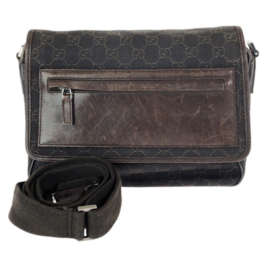 24084
GUCCI グッチ ダークブラウン シルバー金具 GGキャンバス / レザー 28562 ショルダーバッグ メッセンジャーバッグ レディース AB28