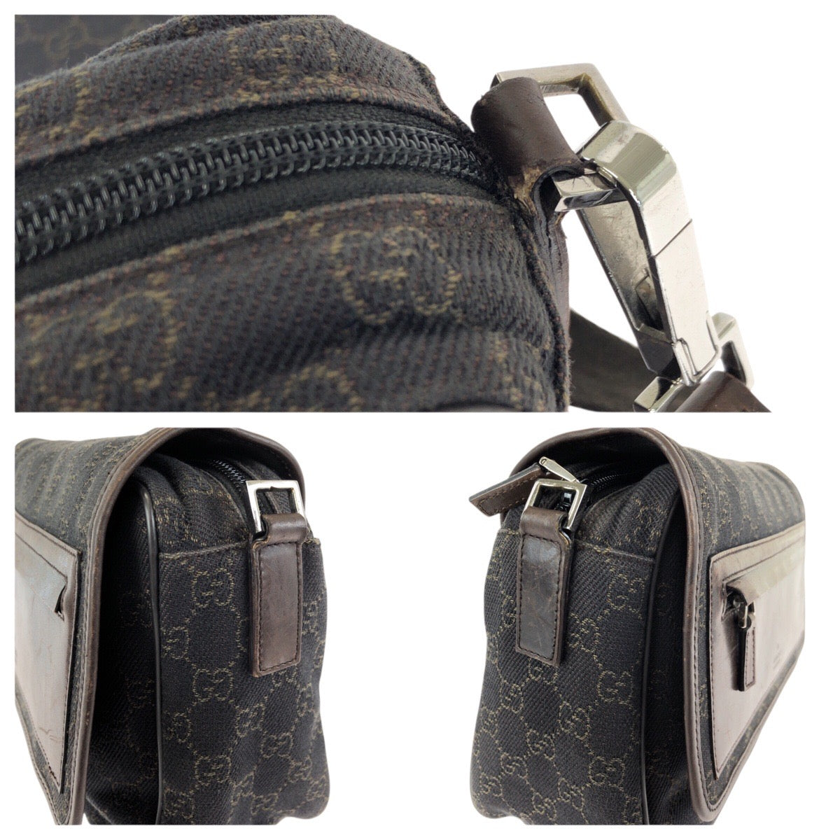 24084
GUCCI グッチ ダークブラウン シルバー金具 GGキャンバス / レザー 28562 ショルダーバッグ メッセンジャーバッグ レディース AB28