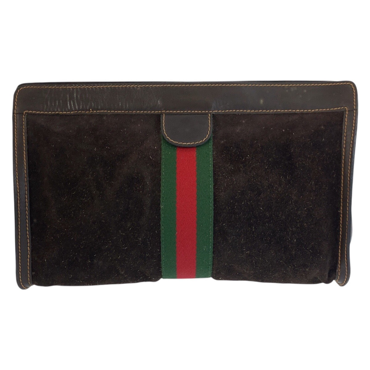 24086
GUCCI グッチ ヴィンテージ シェリーライン ブラウン スウェード / レザー 2 クラッチバッグ セカンドバッグ メンズ AB28