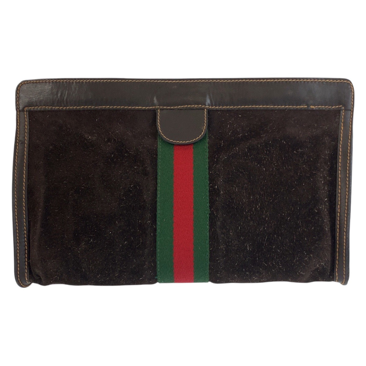 24086
GUCCI グッチ ヴィンテージ シェリーライン ブラウン スウェード / レザー 2 クラッチバッグ セカンドバッグ メンズ AB28