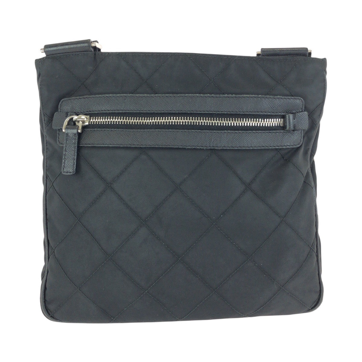 24088
PRADA プラダ テスート 三角ロゴプレート ブラック 黒 シルバー金具 ナイロン / レザー ショルダーバッグ メッセンジャーバッグ レディース AB28