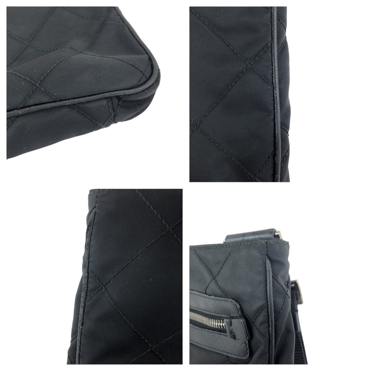 24088
PRADA プラダ テスート 三角ロゴプレート ブラック 黒 シルバー金具 ナイロン / レザー ショルダーバッグ メッセンジャーバッグ レディース AB28