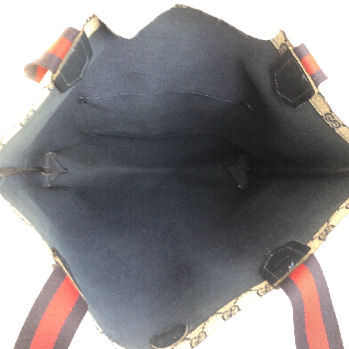 24090
GUCCI グッチ ヴィンテージ シェリーライン グレー ネイビー ゴールド金具 GGスプリームキャンバス トートバッグ ショルダーバッグ レディース AB19