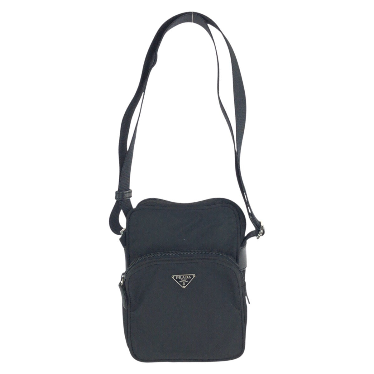 24091
PRADA プラダ テスート 三角ロゴプレート ブラック 黒 シルバー金具 ナイロン ショルダーバッグ ポシェット レディース AB21