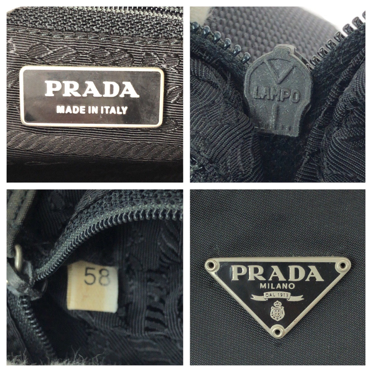 24091
PRADA プラダ テスート 三角ロゴプレート ブラック 黒 シルバー金具 ナイロン ショルダーバッグ ポシェット レディース AB21