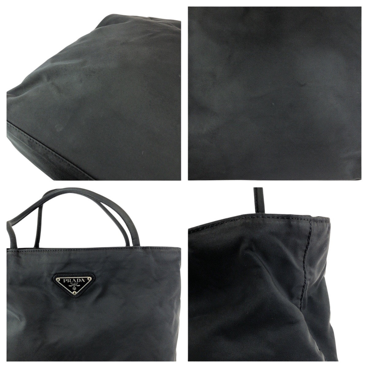 24092
PRADA プラダ テスート 三角ロゴプレート ブラック 黒 シルバー金具 ナイロン トートバッグ ハンドバッグ レディース AB28