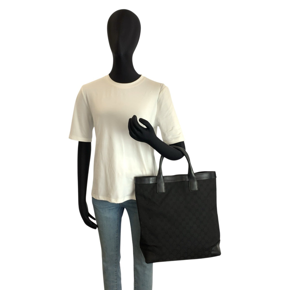 24095
GUCCI グッチ ブラック 黒 GGキャンバス / レザー 002 1121 トートバッグ ハンドバッグ レディース AB28